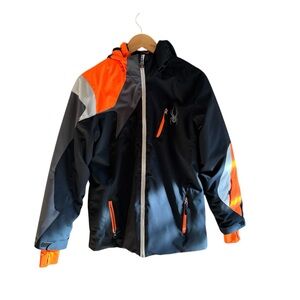 Spyder Youth Black and Orange Winter Jacket with Hood